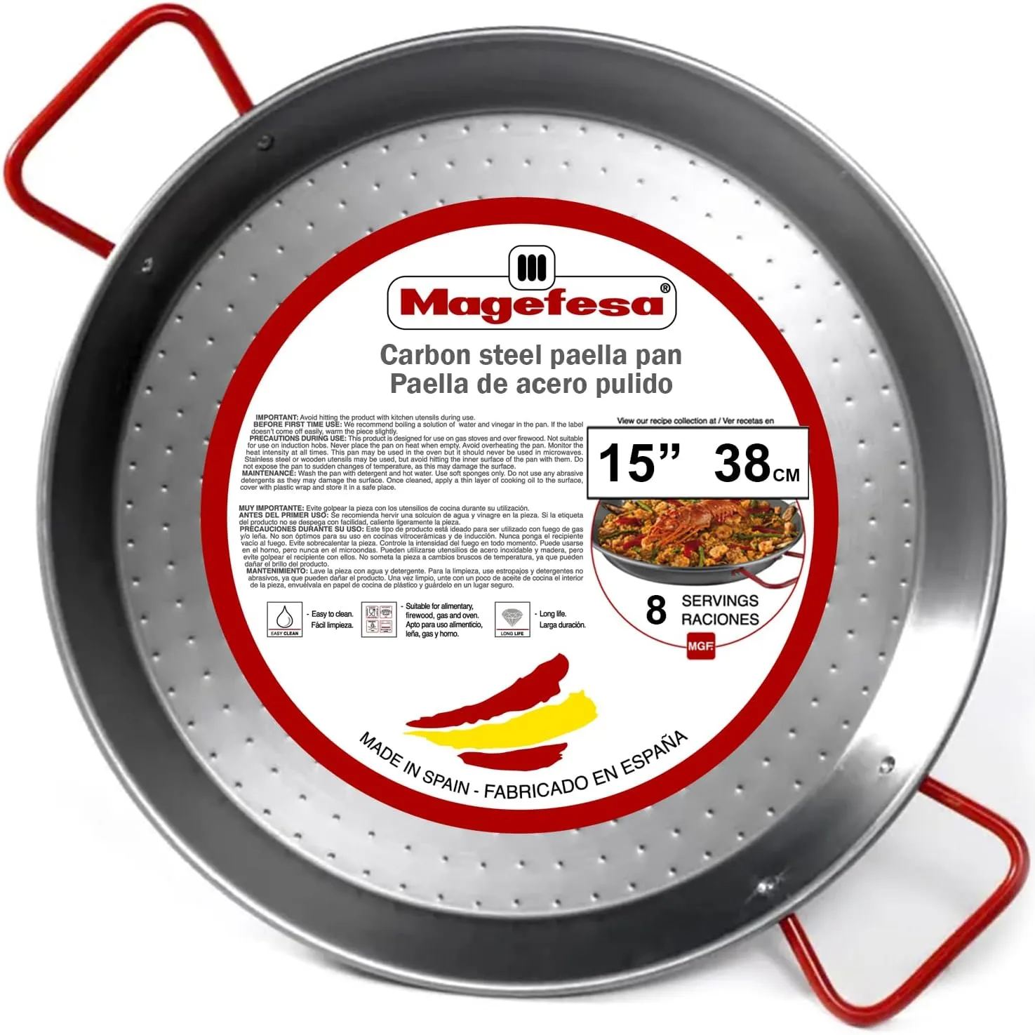 MAGEFESA durable and lightweight carbon steel paella pan