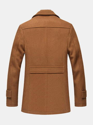 Mens Thicken Tweed Lapel Casual Regular Fit Double Collar Overcoat