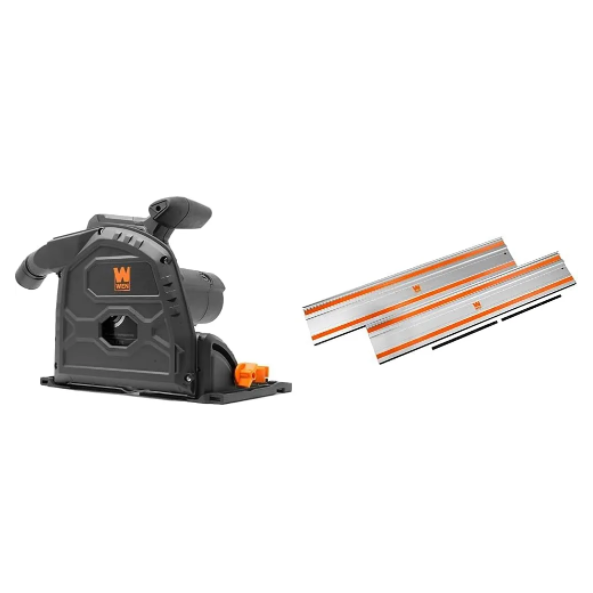 WEN 7.25-Inch Track Saw and 110-Inch Track Saw Track Guide Rail Bundle