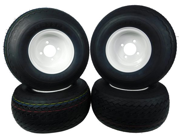 MASSFX Wheel and Tire Combo 18×8.5-8 Golf Cart Tire with White 4/4 Rim 4 PACK