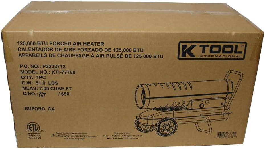 K Tool International Thermostatically Controlled Portable Kerosene/Diesel Torpedo Heater