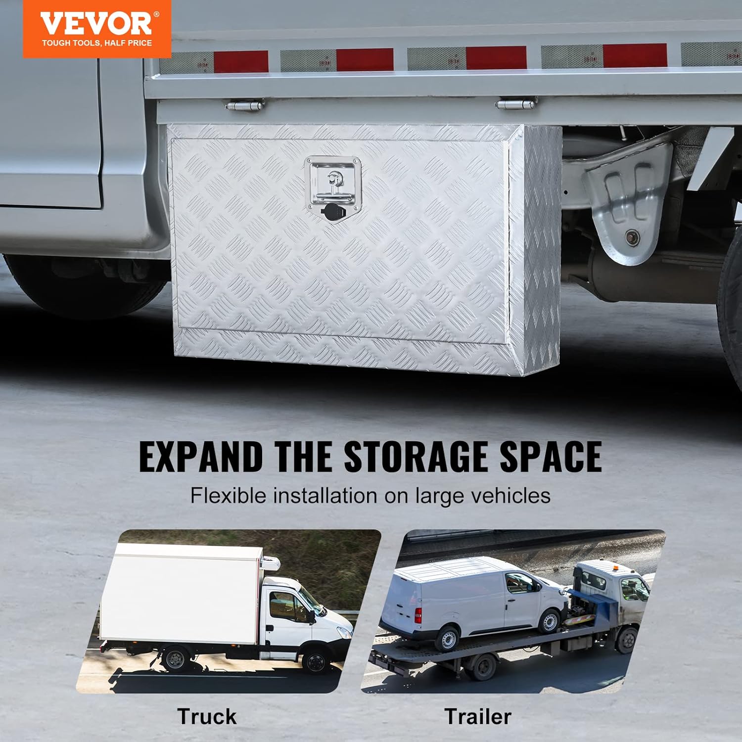 VEVOR Chassis Pickup Heavy Duty Aluminum Diamond Plate Tool Box Storage Box