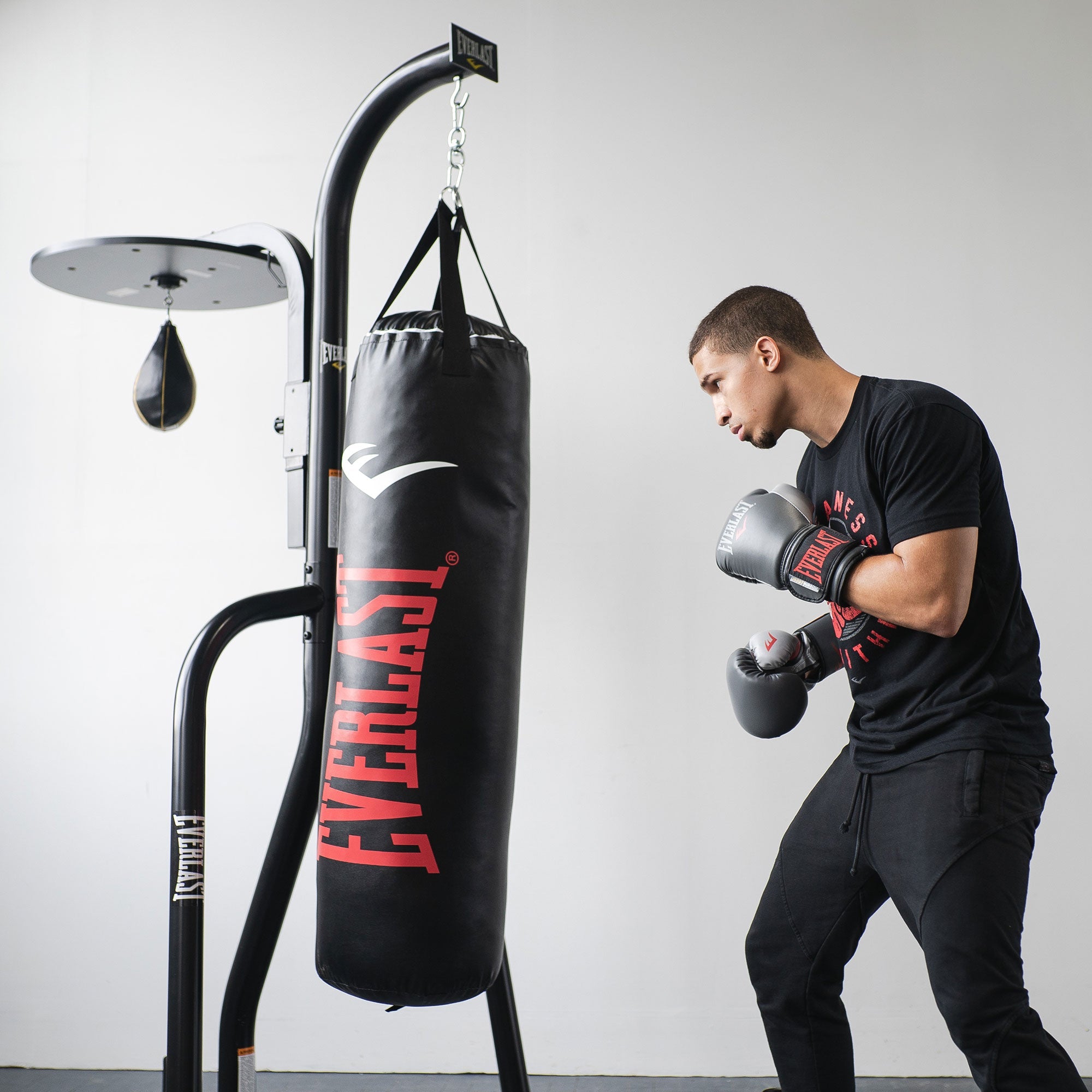 Everlast 2 Station Dual Powder Coated Steel Heavy and Speed Bag Stand (Open Box)💝 Last Day For Clearance