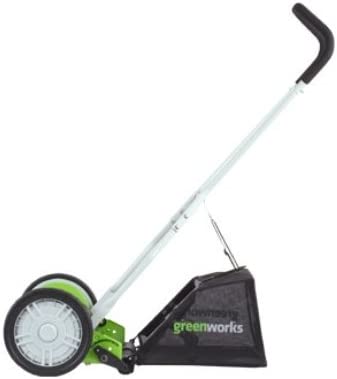 Greenworks 16-Inch Reel Lawn Mower with Grass Catcher 25052,Black/Green, 47′′D x 22′′W x 29.75′′H💝 Last Day For Clearance