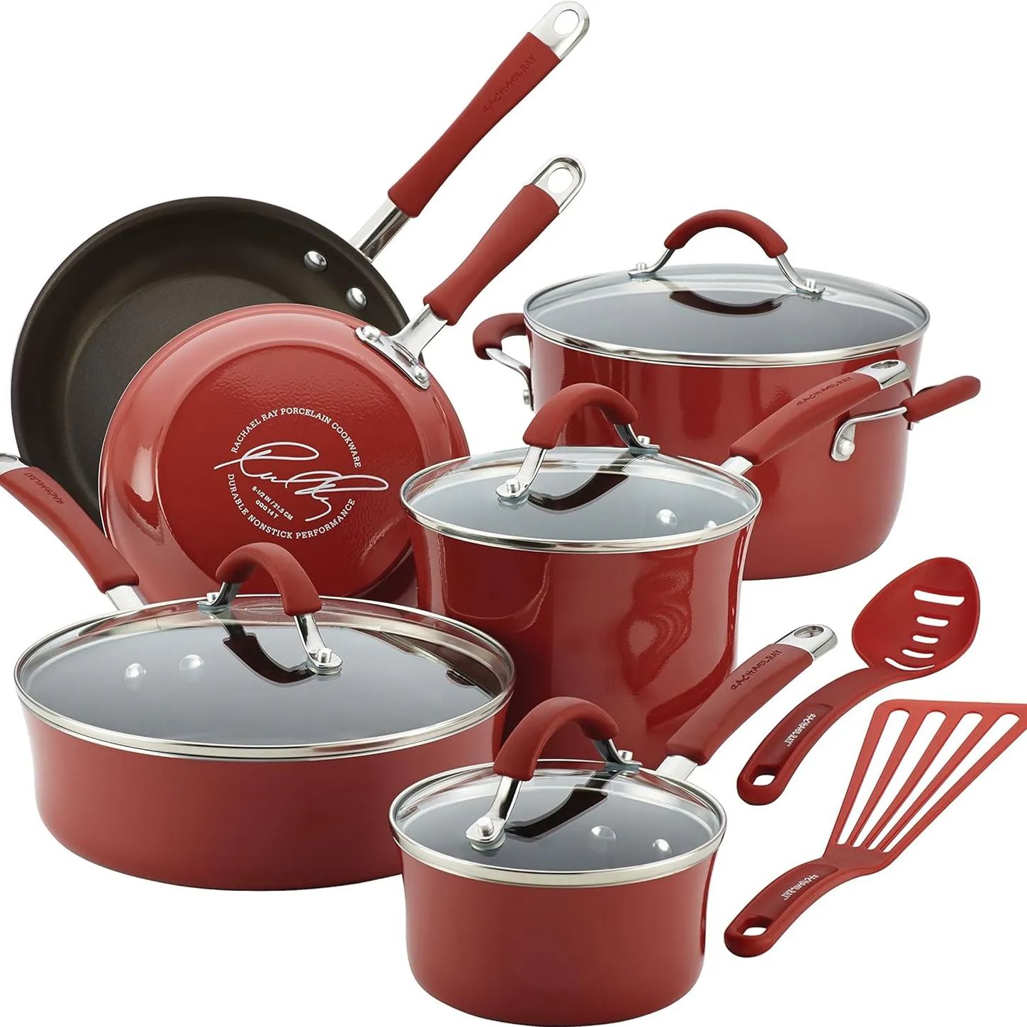 Rachael Ray Cucina Nonstick Cookware Pots and Pans Set 12 Piece