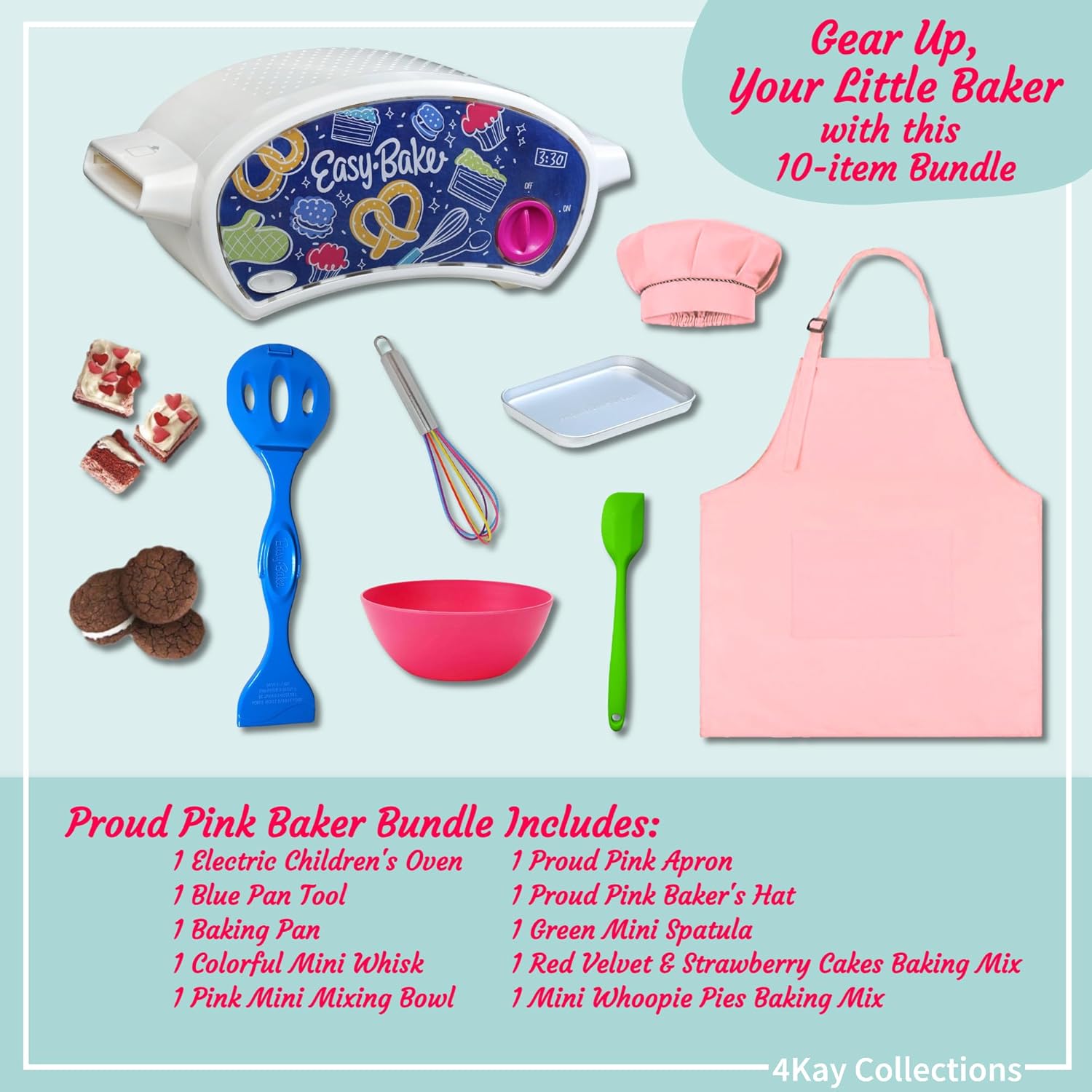 4Kay Collections Ultimate Easy Baking Oven Bundle For Kids With 10 Items