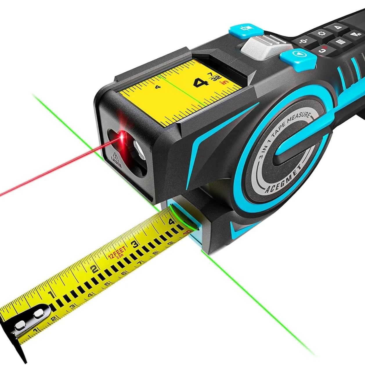 ACEGMET 3-in-1 Digital Tape Measure 330Ft Laser Measurement Tool & Auto Lock Tape