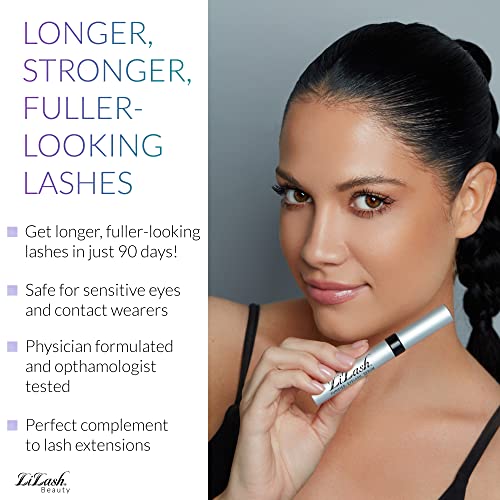 LiLash Purified Eyelash Physician-Formulated Serum for Fuller & Longer Looking Eyelashes | Natural Eyelash Enhancer Safe for Sensitive Eyes & Contact Lens Wearers | 90-Day Supply (2mL)
