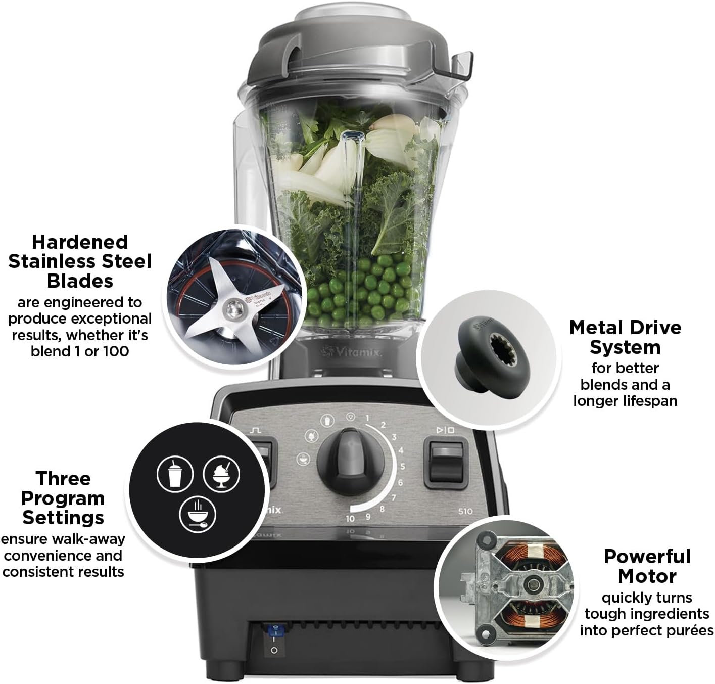 Vitamix Professional Blender with Preset Blending Programs 48 oz Black