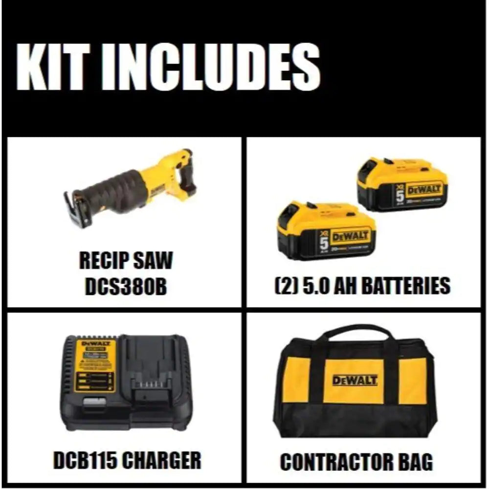 DEWALT 20-Volt MAX Cordless Reciprocating Saw with (2) 20-Volt Batteries 5.0Ah and Charger💝 Last Day For Clearance