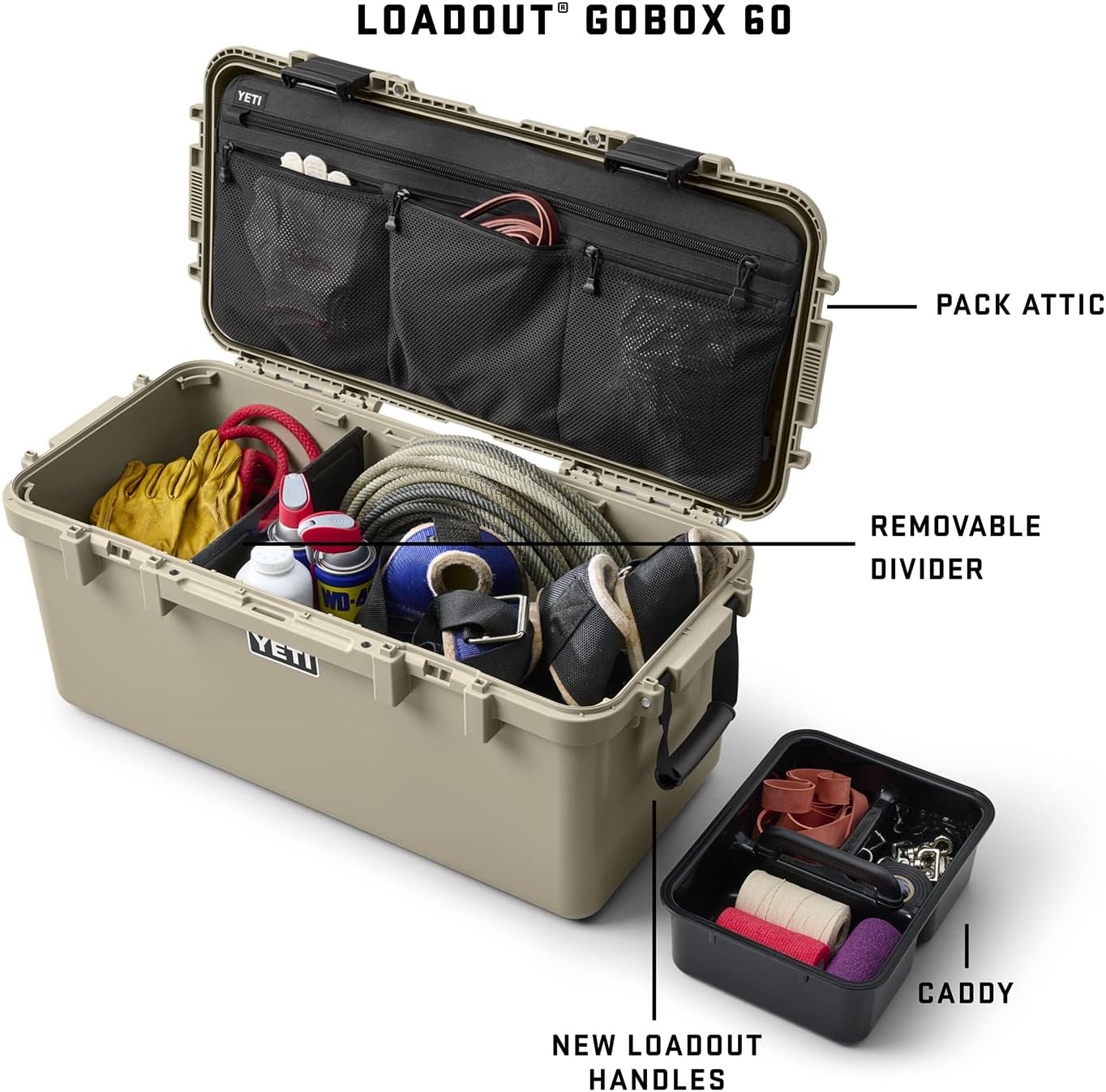 YETI Loadout GoBox 60 Equipment Box King Crab Orange - Safe and Secure, Dustproof and Waterproof
