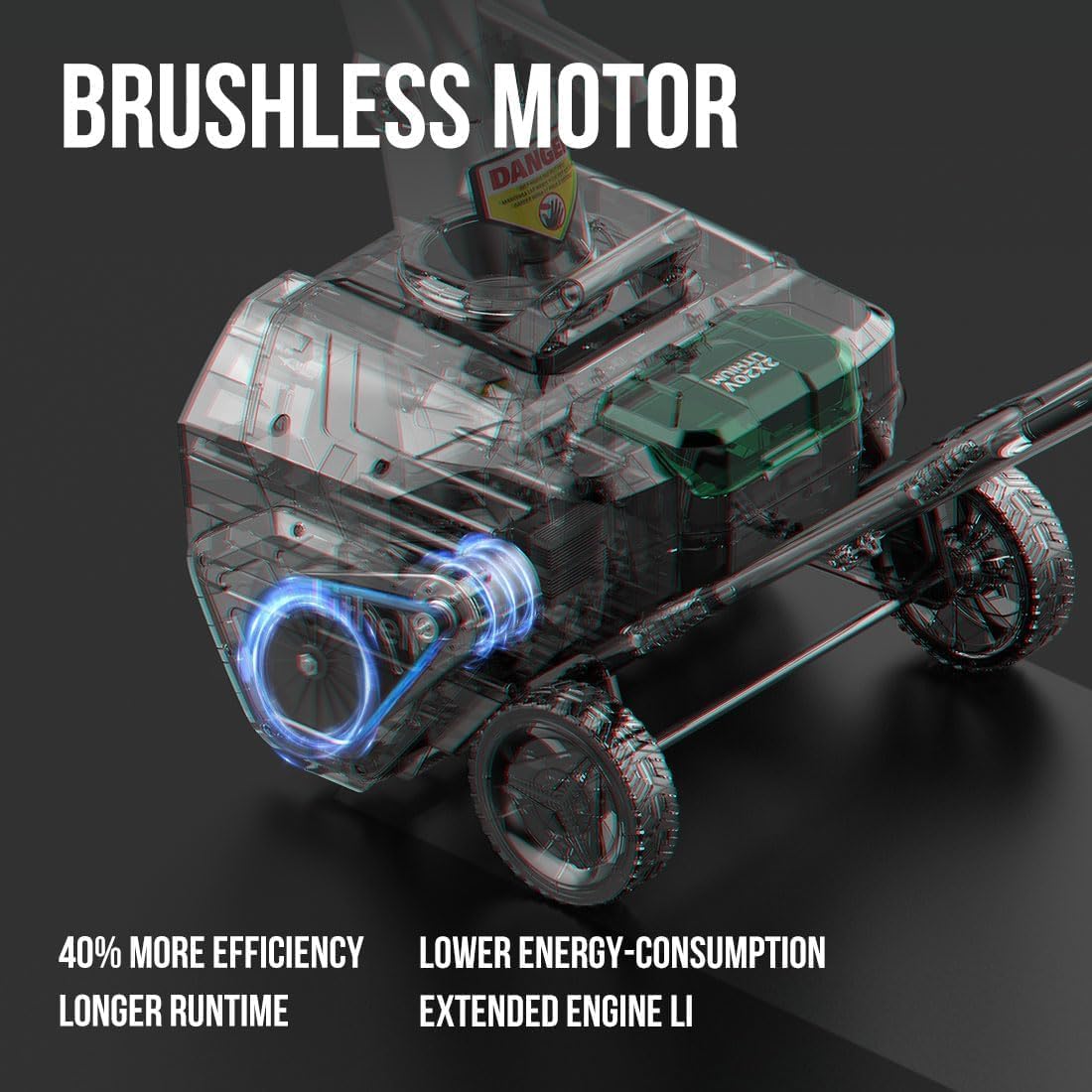 Litheli Single Stage Battery Powered Brushless Motor LED Light Cordless Snow Blower