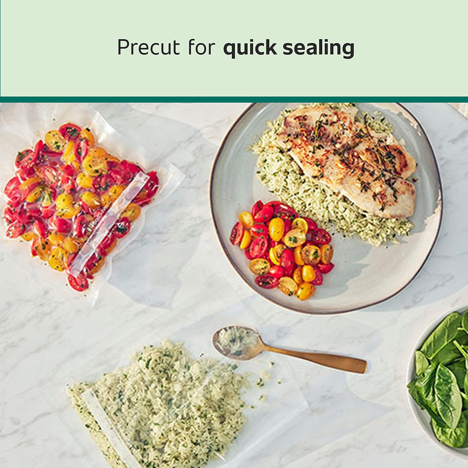 FoodSaver Space-Saving Vacuum Sealer Bundle with Bags and Roll