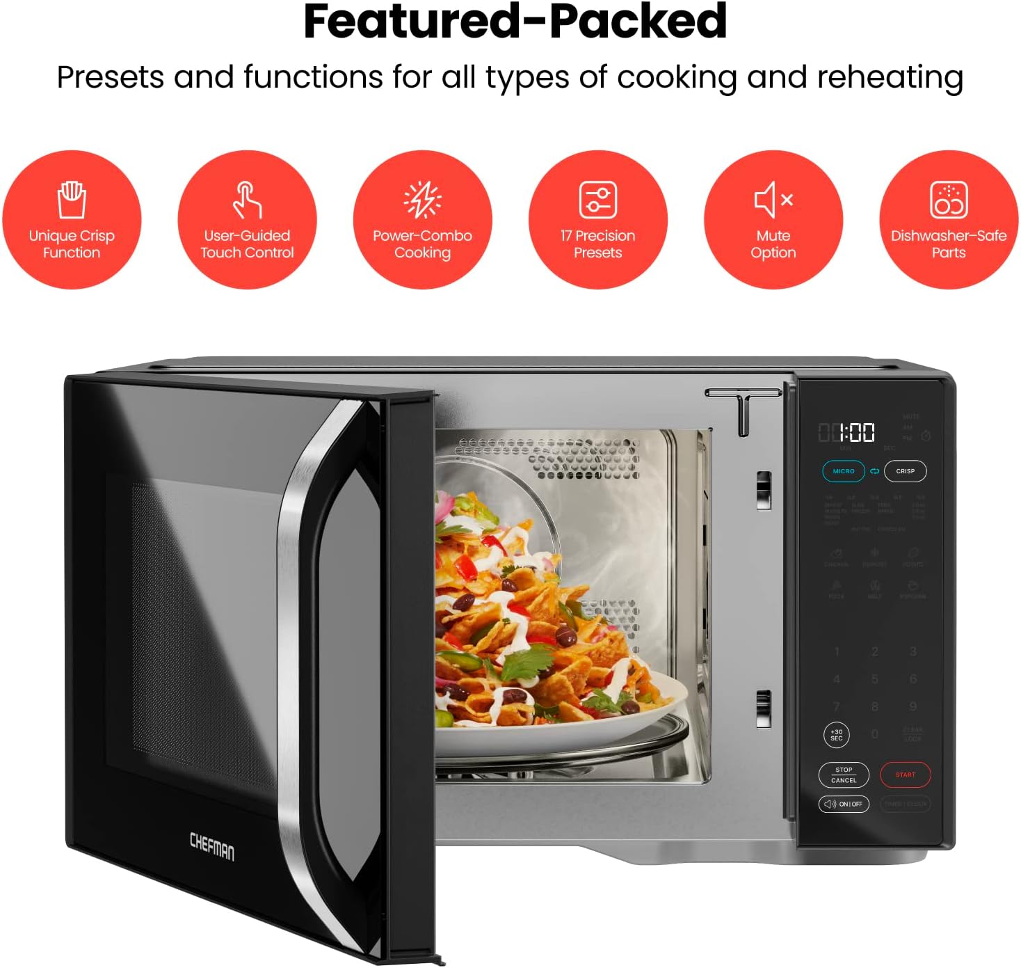 Chefman Dual Cook Freshener Digital Display Microwave