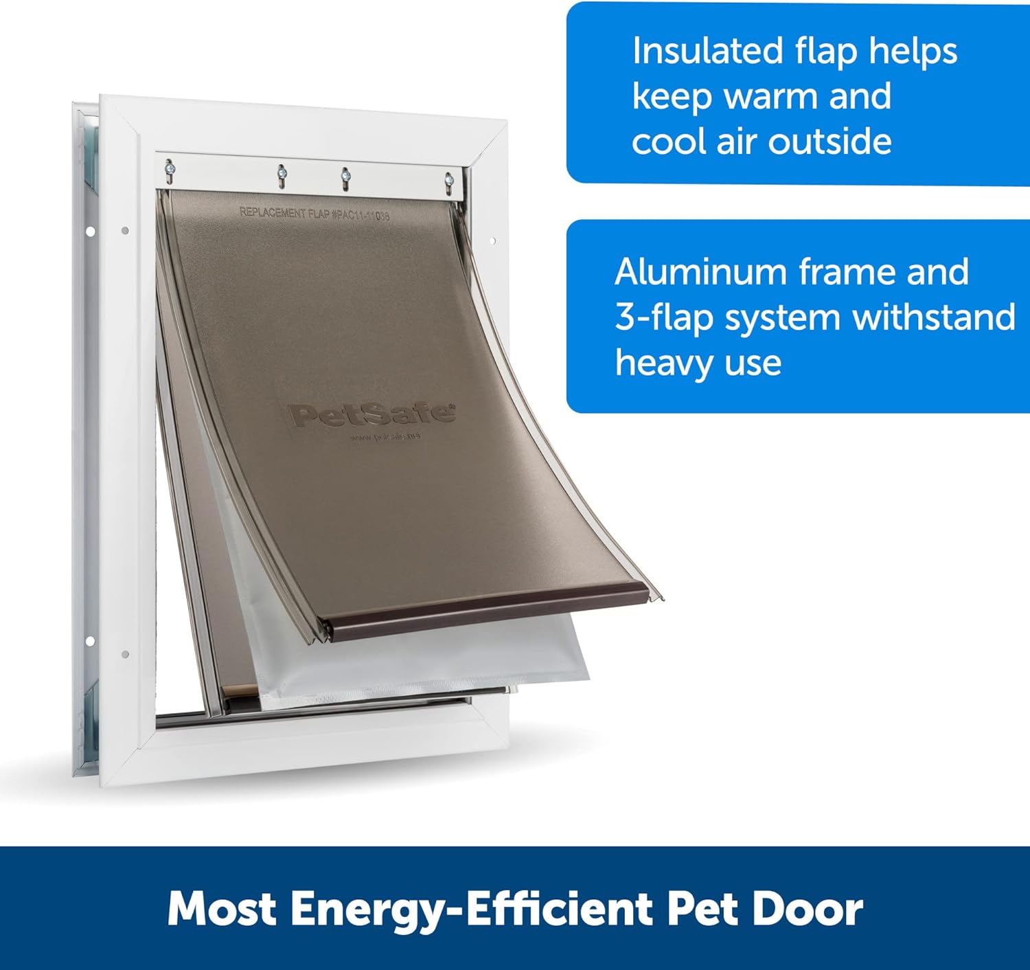 PetSafe Extreme Weather Aluminum Dog Door for Exterior Doors - 3 Flaps for Insulation