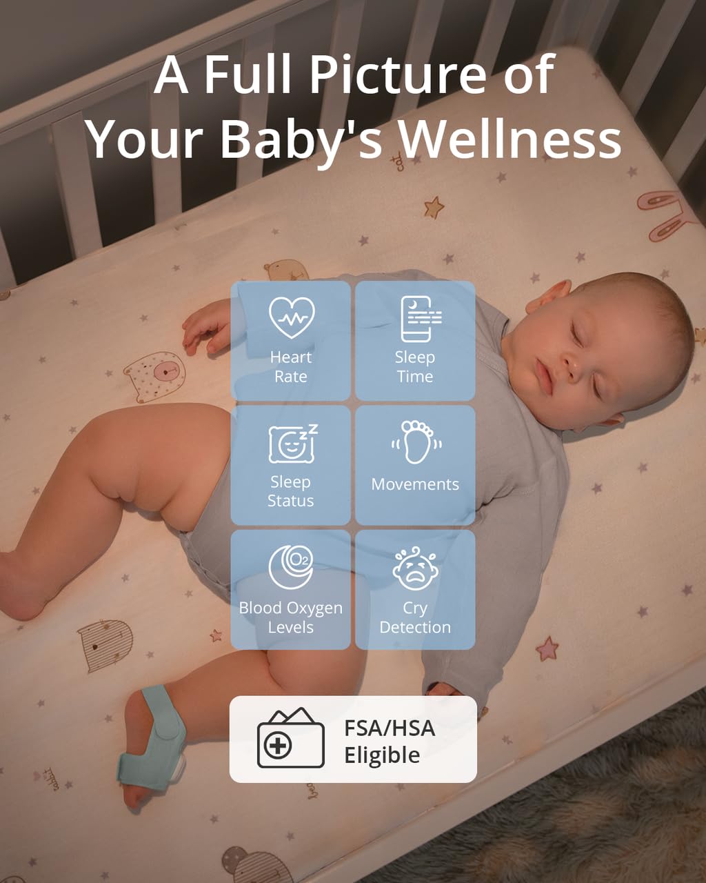 eufy Baby Smart Sock Baby Monitor with 2.4 GHz Wi-Fi 2K Camera AI Cry Detection