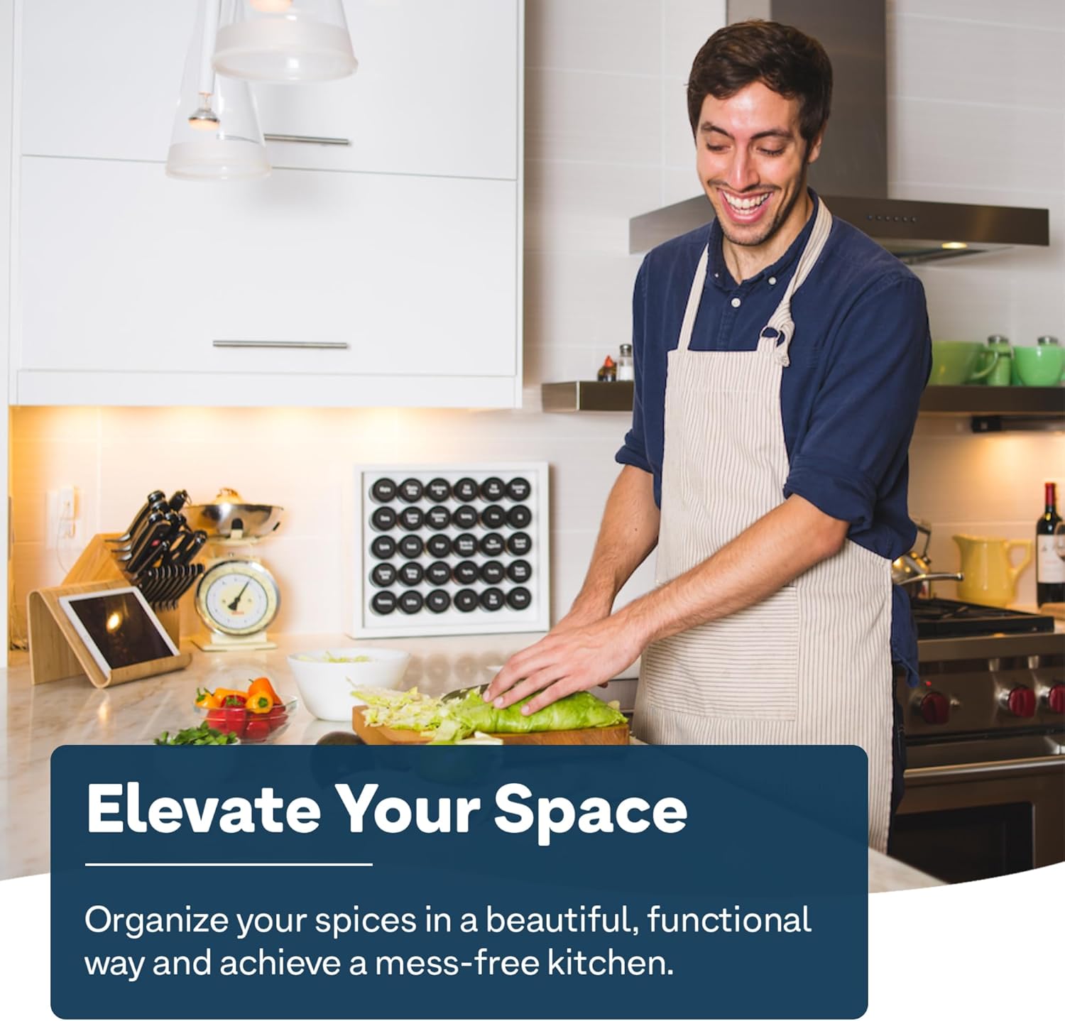 AllSpice Countertop or Wall Mounted Matte White Wooden Spice Rack