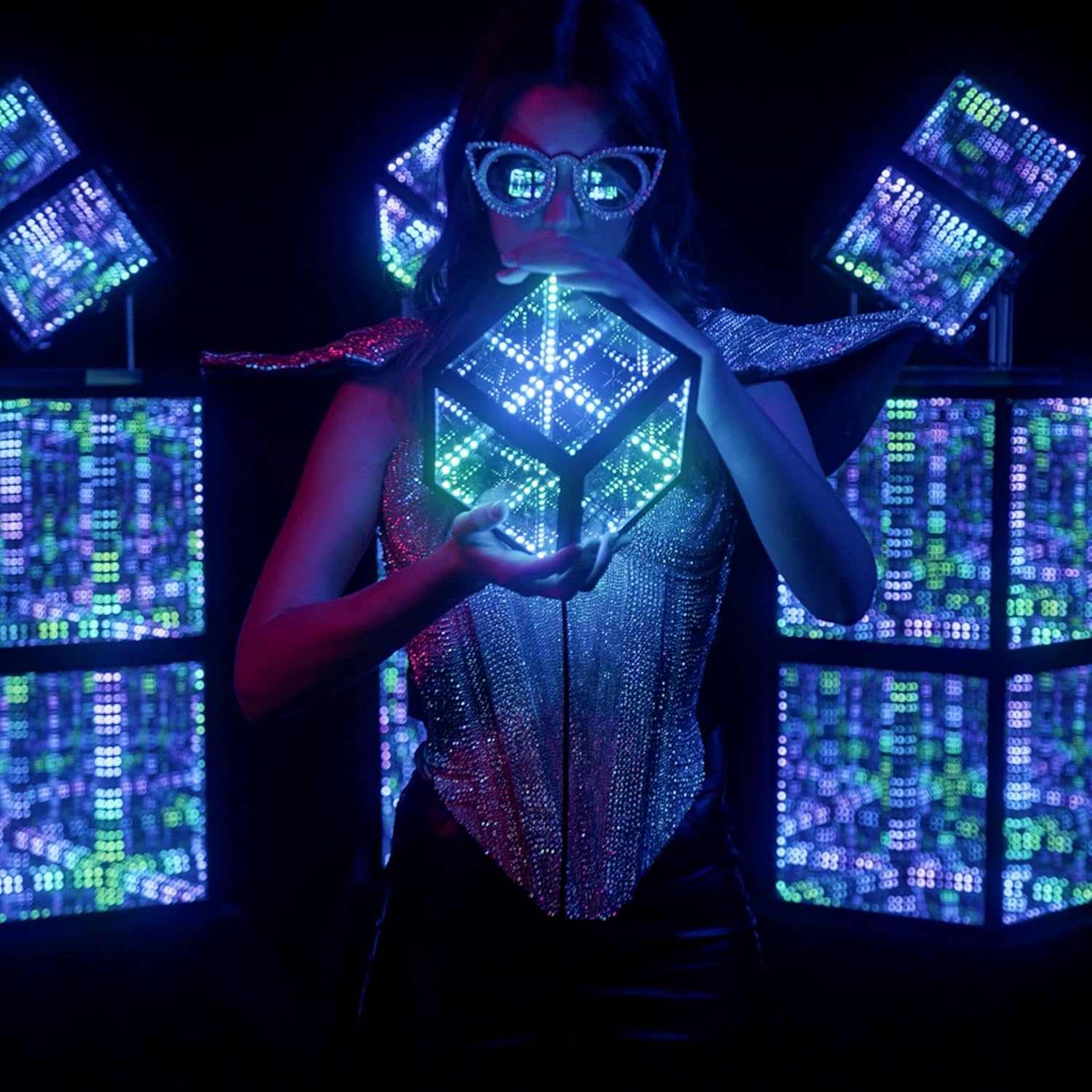 HyperCube Nano Infinity Cube LED Light - 5.5-Inch Sound Reactive Portable Table Desktop Lamp