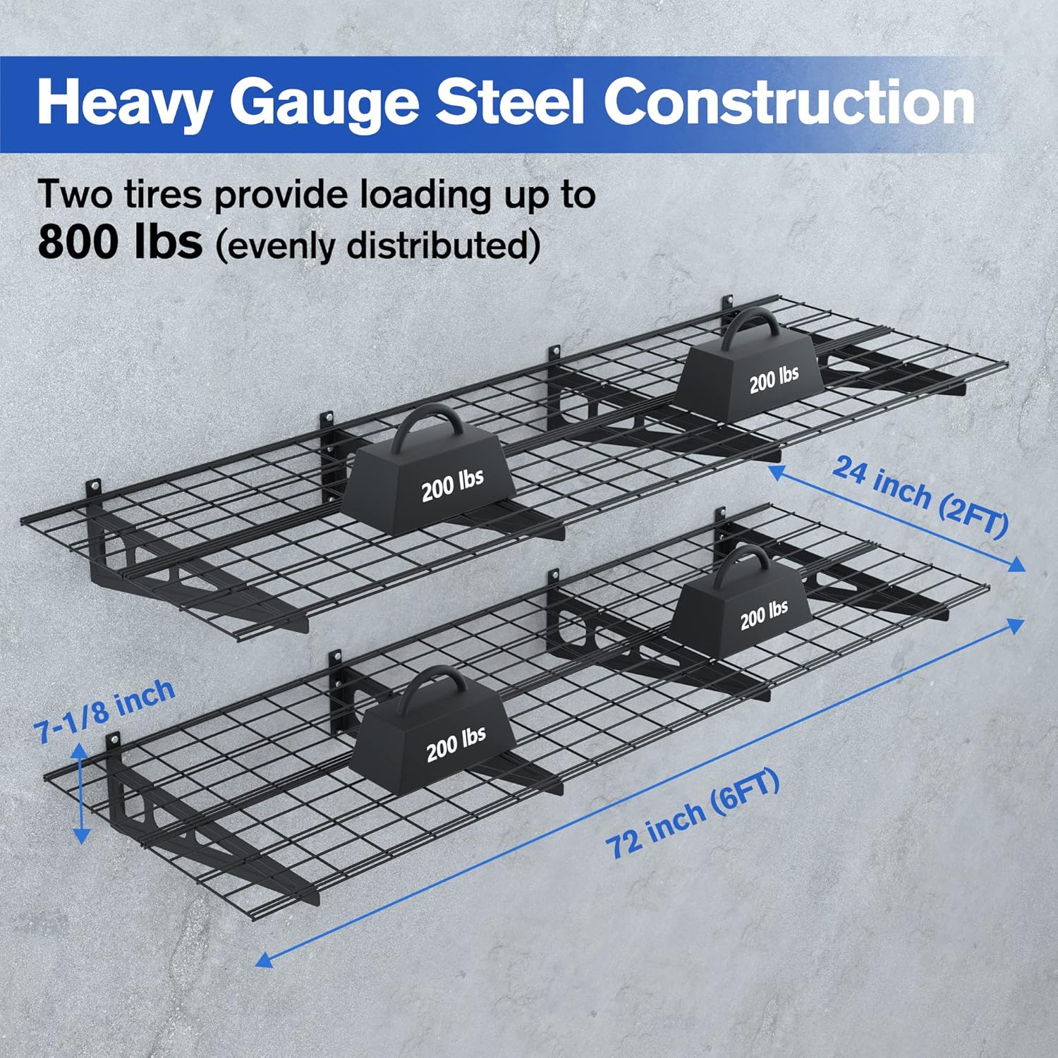 WORKPRO 2-Pack 2x6ft Garage Metal Wall Rack, 800lbs Weight Capacity for Shop, Garage Storage