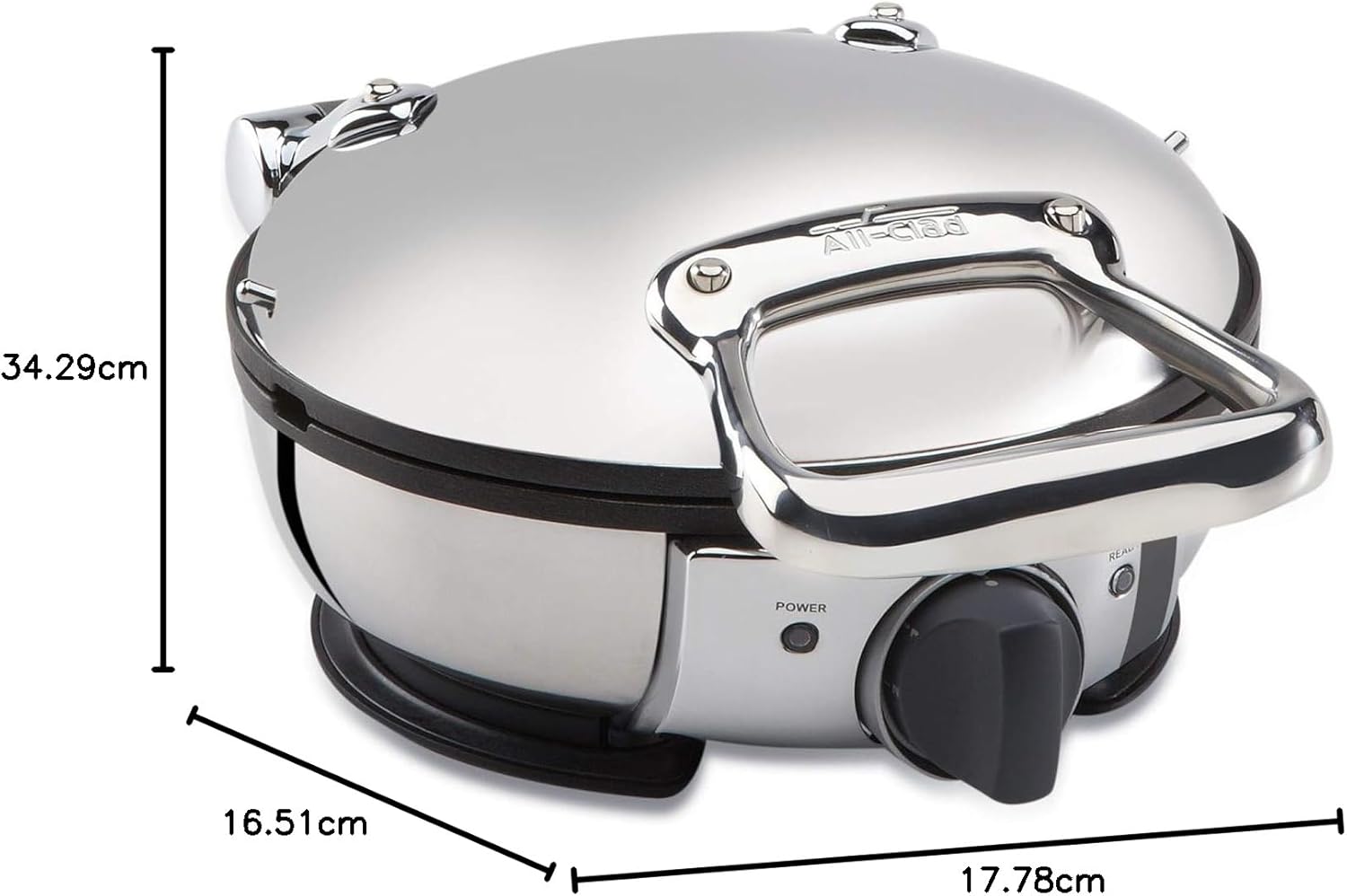 All-Clad Stainless Steel Waffle Maker 4-Stage Nonstick Pan, Upright Storage 800W 7-Level Toasting