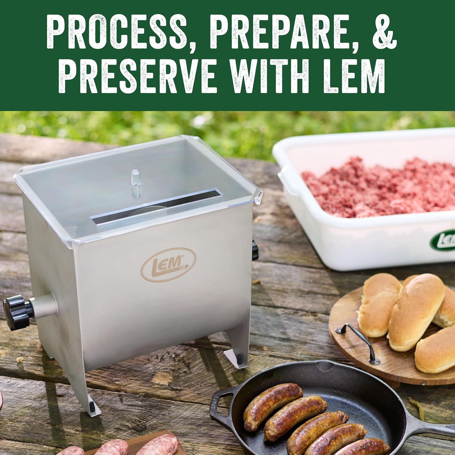 LEM 20 lb capacity manual meat stainless steel mixer