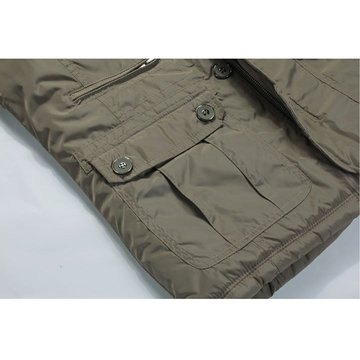 Men’s Casual Business Windproof Thicken Multi Safe Zipper Pockets Plaid Warm Trench Coat