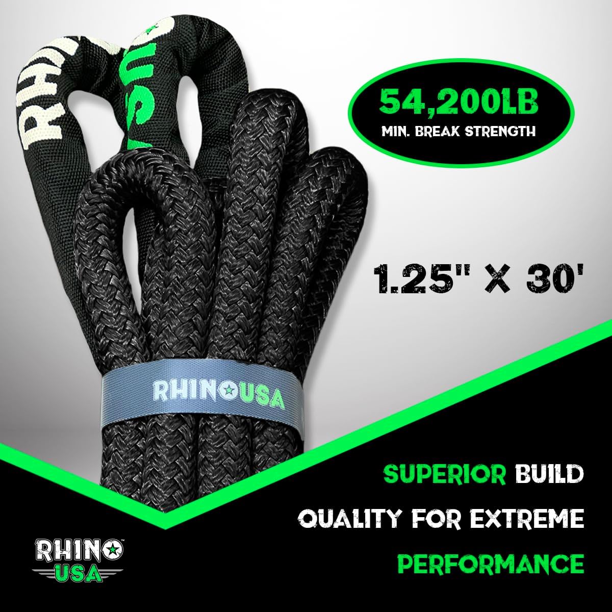 Rhino USA Kinetic Energy Recovery Tow Rope Heavy Duty Off-Road Tow Rope