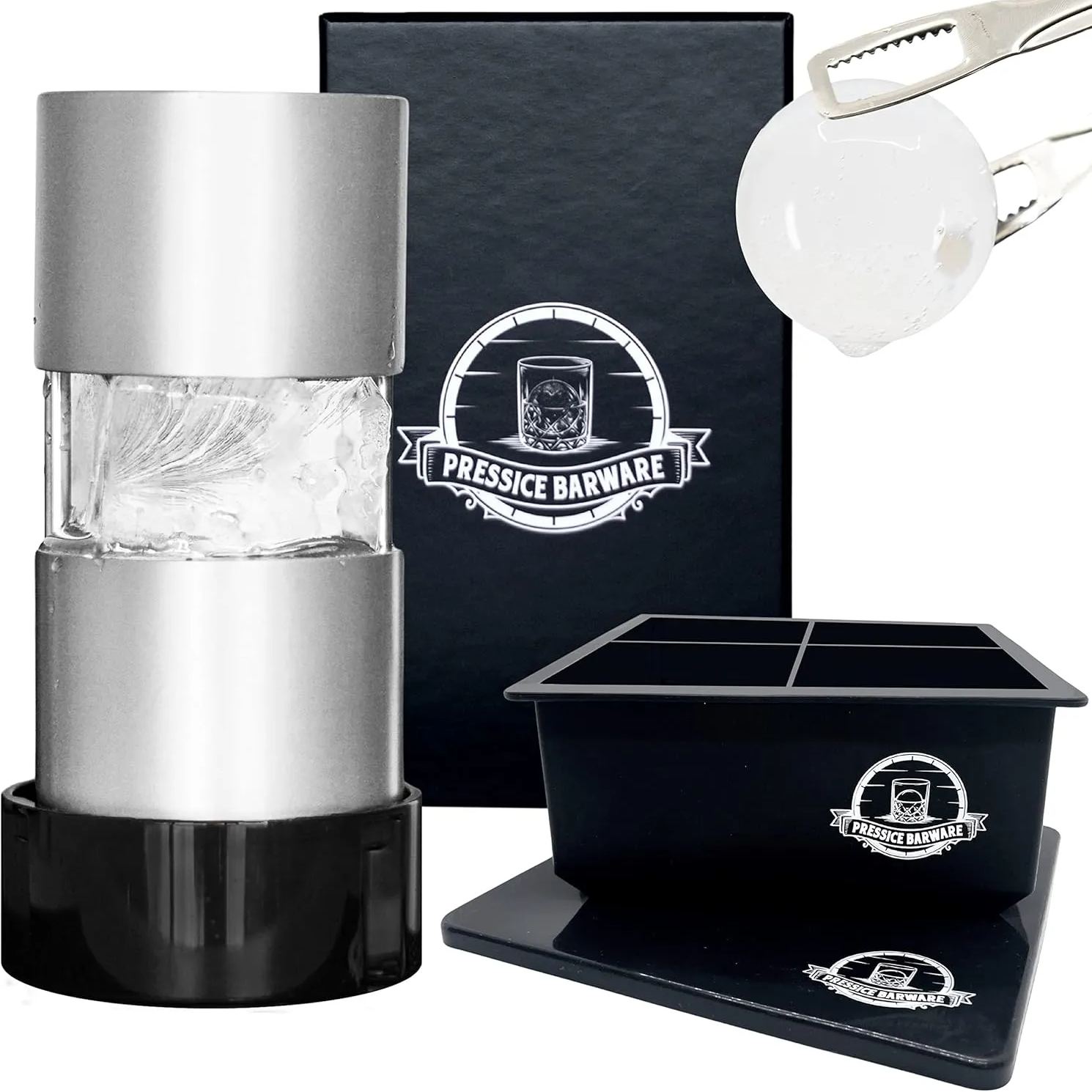 Pressice Barware Black Aircraft Grade Aluminum Ice Ball Press
