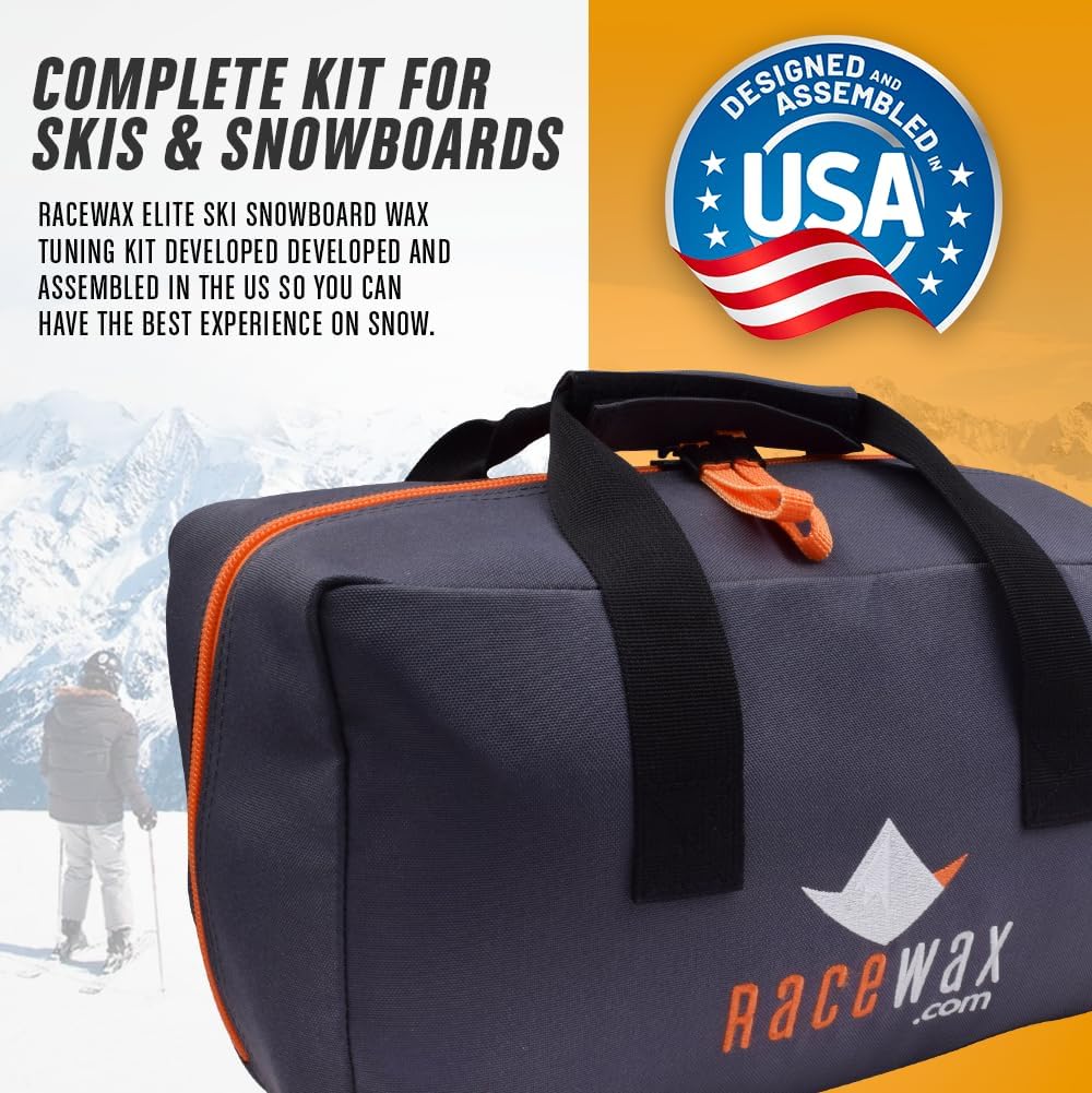 RaceWax Elite Ski Snowboard Tuning Kit - Complete with Iron Wax Edge Tools Base Repair