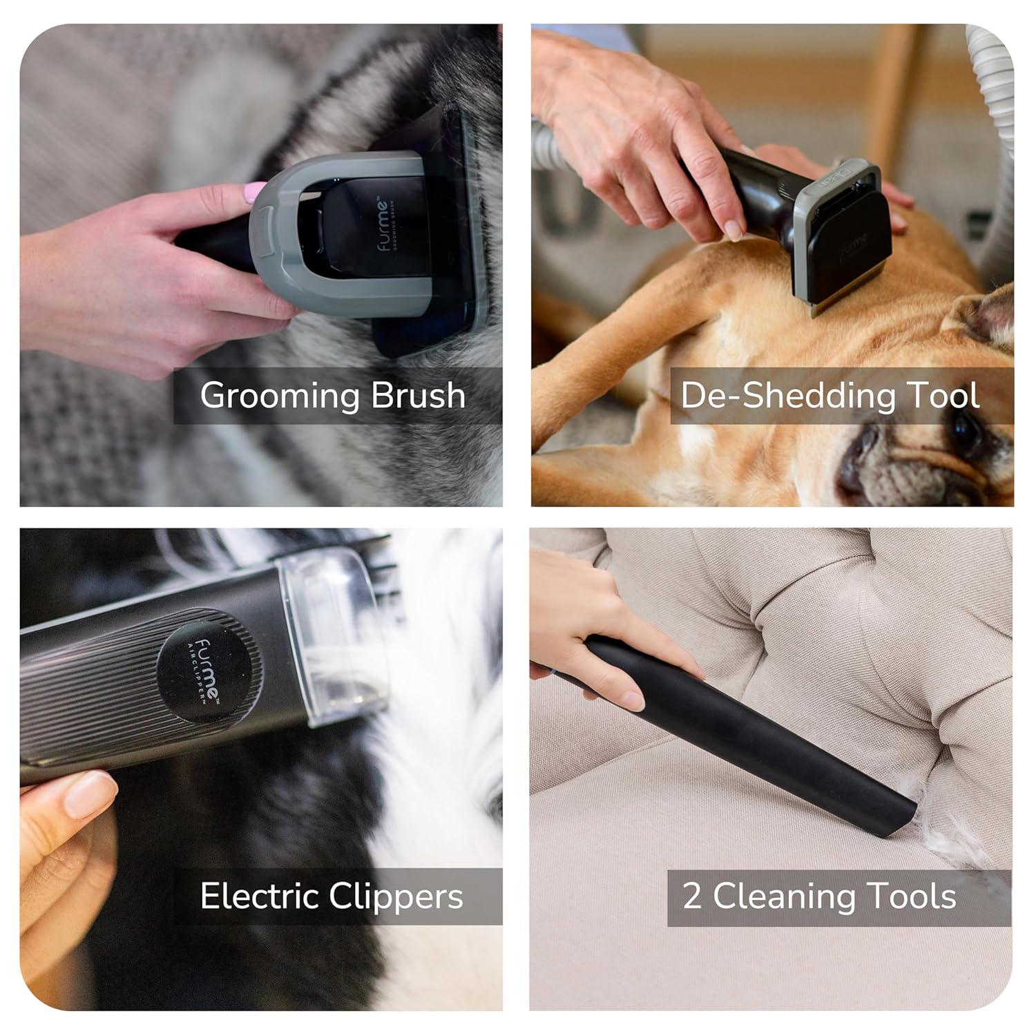 FURME Professional Plus Pet Grooming Vacuum Kit with 5 Pet Grooming Tools & 2L Canister