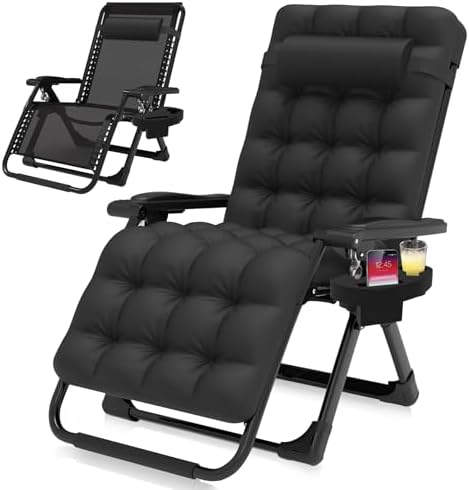 Suteck Relaxing Zero Gravity Chair – Black | Removable Cushion | Upgraded Lock  Cup Holder  Reclining  Folding