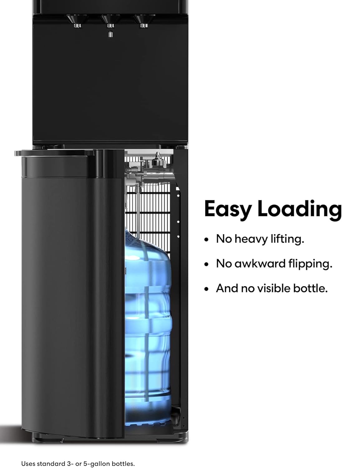 Brio Self Cleaning Bottom Loading Black Stainless Steel 3 Water Temperature Dispenser
