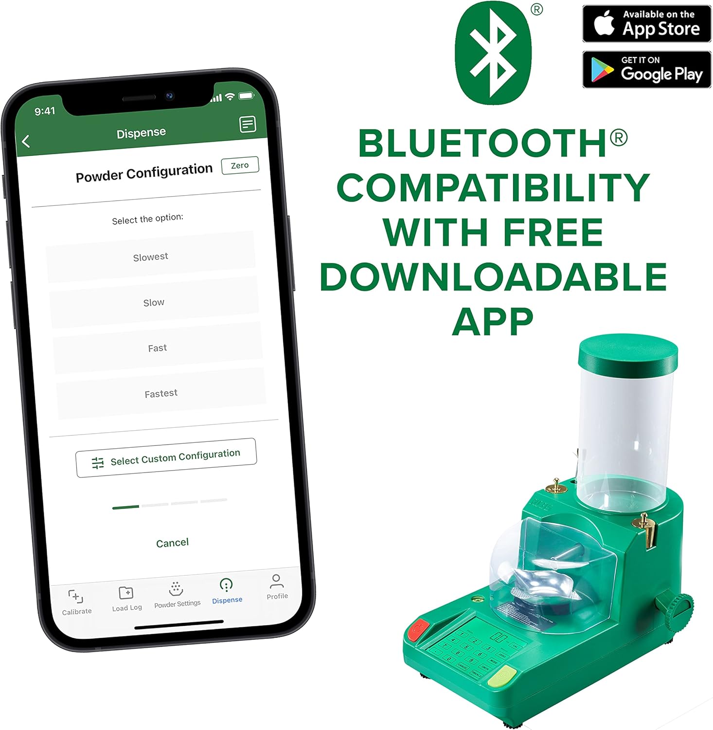 RCBS powder dispenser, Bluetooth compatible, 2000 capsules capacity, touch screen display