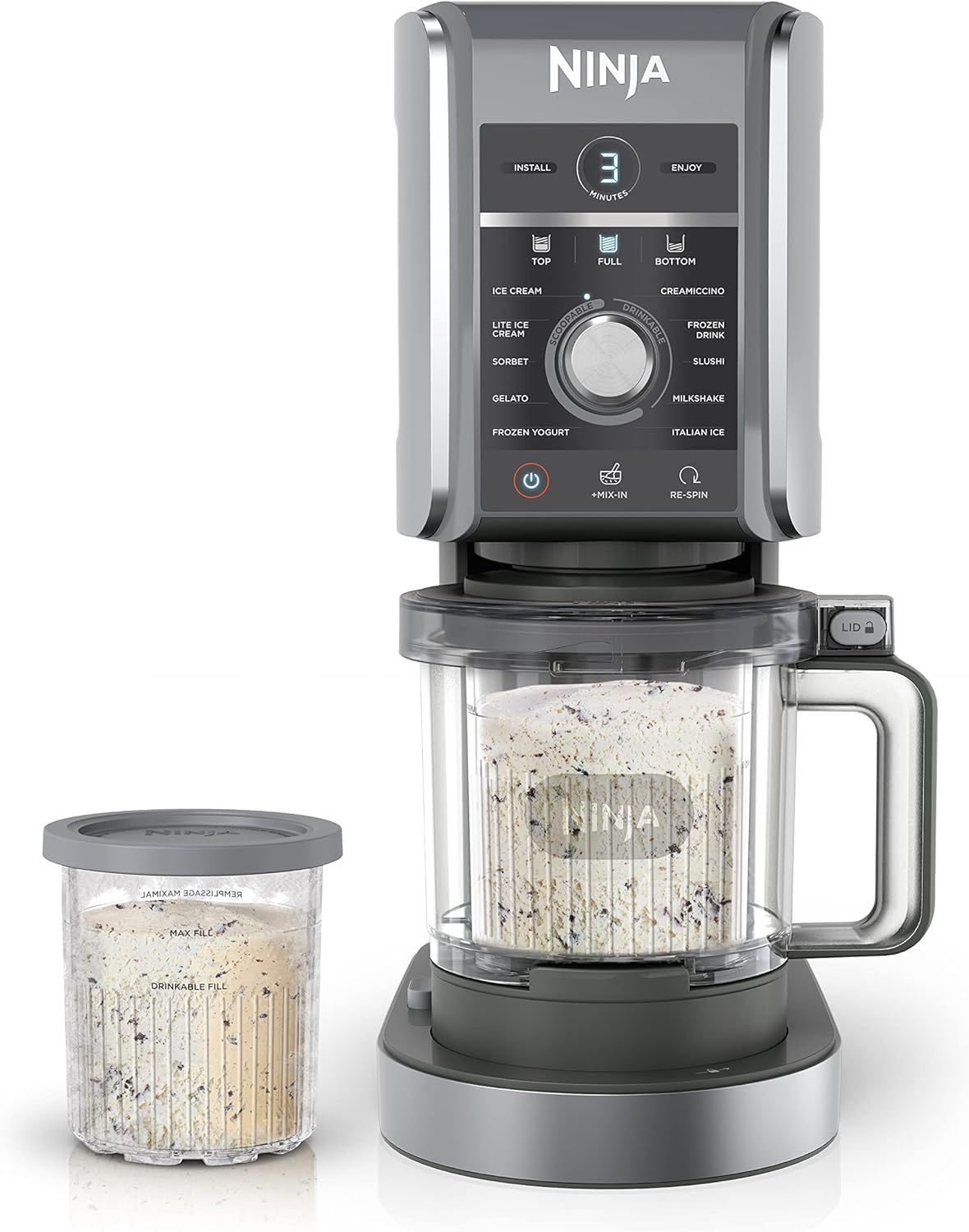 2026 Ninja NC501 CREAMi Deluxe 11-in-1 Ice Cream & Frozen Treat Maker for Ice Cream  Sorbet  Milkshakes  Frozen Drinks & More  11 Programs  Perfect for Kids  Silver  11 Functions + (2) 24 oz. Pints