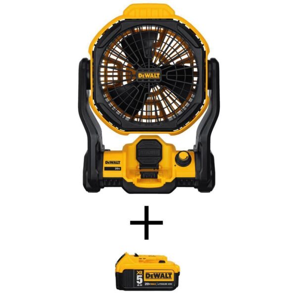 20-Volt Max Lithium-Ion Cordless and Corded Jobsite Fan (Tool-Only) with 20-Volt Max XR Lithium-Ion (1) 5.0Ah Battery