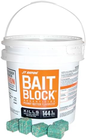 2026 JT Eaton 709-PN Bait Block Anticoagulant Rodenticide  Peanut Butter Flavor  for Mice and Rats (9 lb Pail of 144)