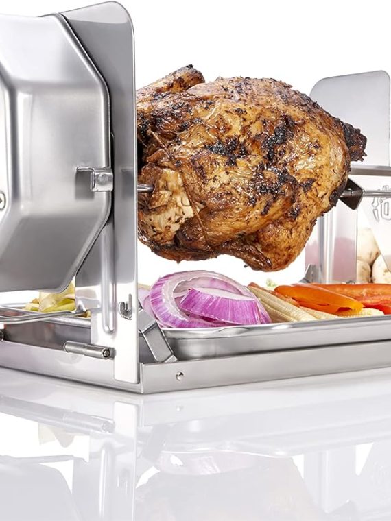 2026 Cordless Rotisserie Kit for Grills  Ovens  Smokers – Stainless Steel – Non-Electric Spit Roaster – Gas/Charcoal BBQ – Kamado Joe Green Egg Kettle – Indoor/Outdoor