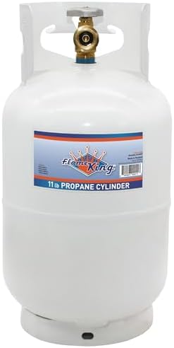 2026 Flame King YSN10LB 10LB Steel Propane Tank Cylinder with Type 1 Overflow Protection Device Valve  for Camping  Fire Pits  Heaters  Grills  Overlanding  White