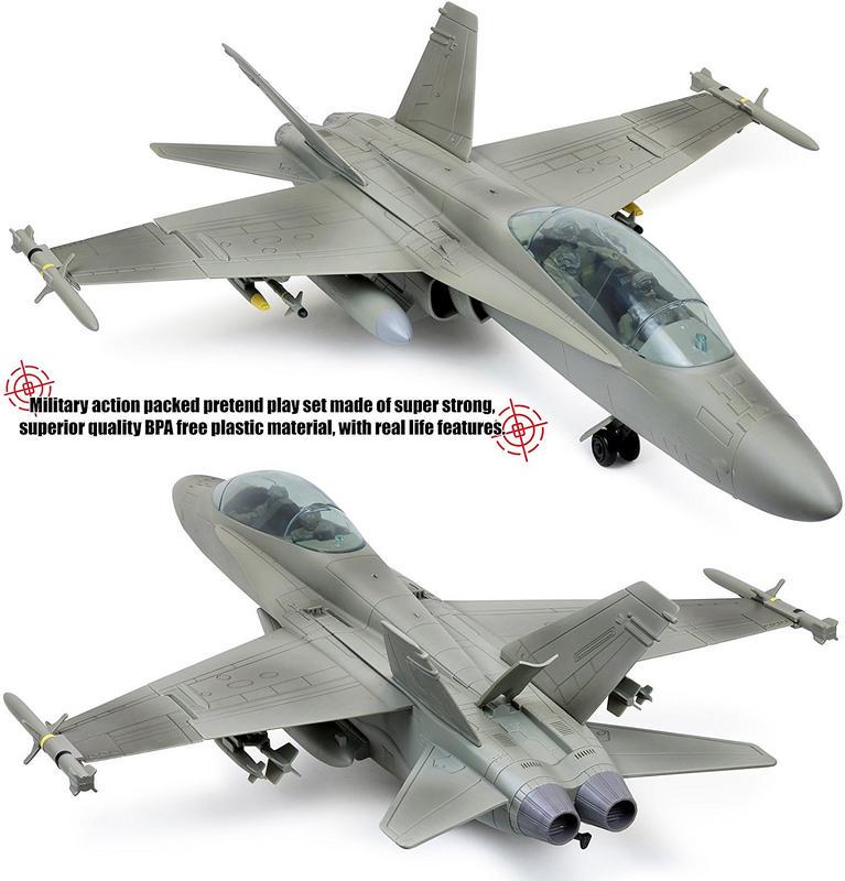 2026 Click Na Play Military Air Force F/A 18 Super Hornet Fighter Jet, 16 Piece Play Set With Accessories