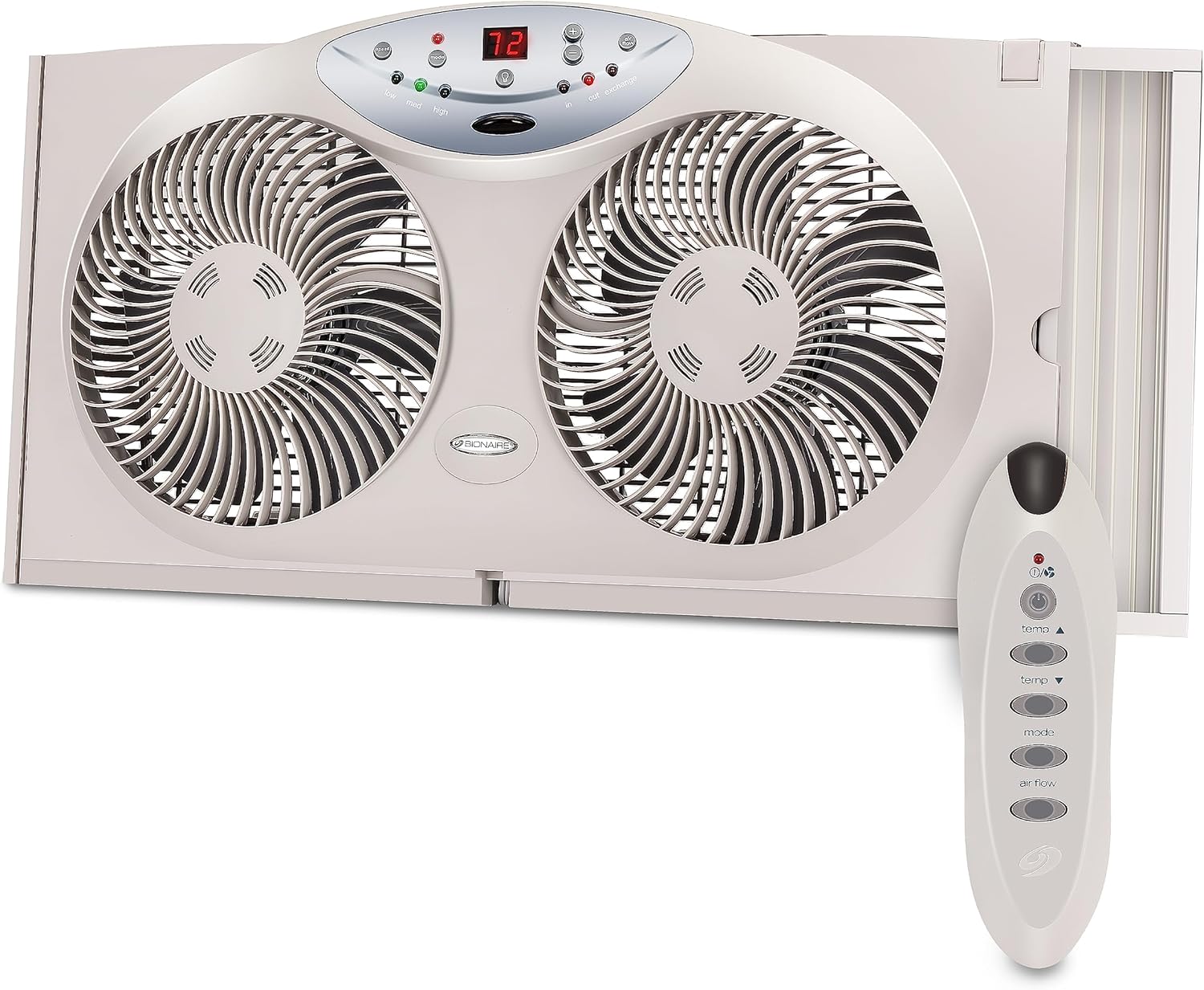 2026 Bionaire 8.5′′ Twin Window Fan with Reversible Airflow  3 Speeds  Remote Control