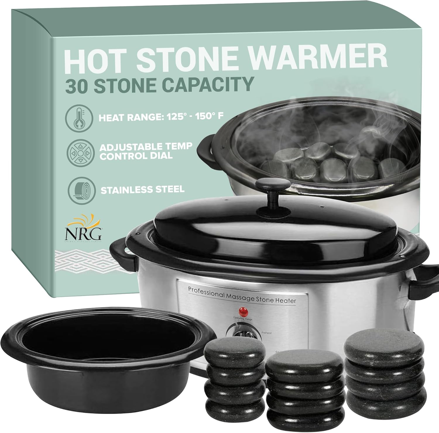 2026 NRG Professional Hot Stone Warmer for Massage Therapy  6 Quart – Hot Stone Heater Hot Stones Warmer Massage Stone Heater Massage Stone Warmer Massage Accessories – Adjustable Temperature Control