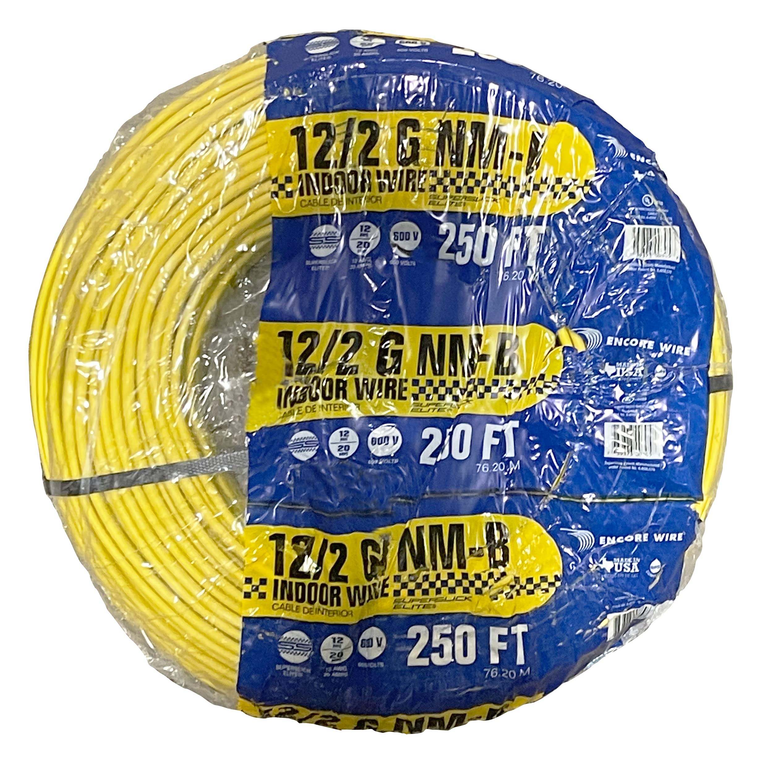 2026 Unbranded* 250-Ft Roll 12-2 AWG NM-B Gauge Indoor Electrical Copper Wire Ground Cable, WHITE (/2)
