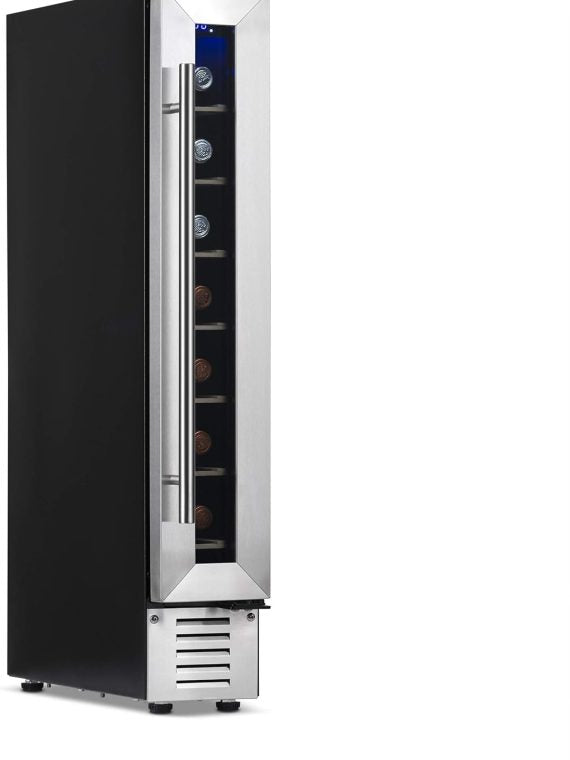 2026 NewAir 6′′ Built-in or Freestanding 7 Bottle Wine Fridge  Bar Cabinet Mini Wine Cooler with Beech Wood Shelves  Stainless Steel Wine Cellar for Red  White  and Sparkling Wine