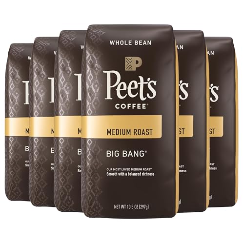 2026 Peet’s Coffee  Medium Roast Whole Bean Coffee – Big Bang 63 Ounces (6 Bags of 10.5 Ounces)