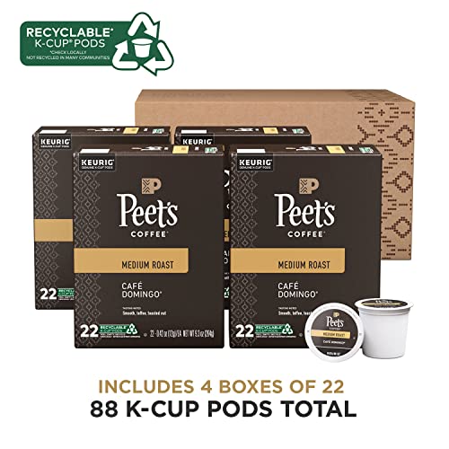 2026 Peet’s Coffee  Medium Roast K-Cup Pods for Keurig Brewers – Café Domingo 88 Count (4 Boxes of 22 K-Cup Pods)
