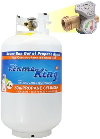 2026 Flame King YSN330 30lb Steel Propane Tank Cylinder with Gauge and OPD Valve for Grills and BBQs  Camping  Fishing  & Outdoor Activities  White