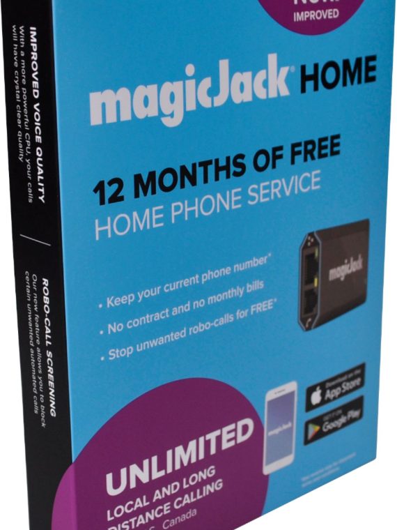 2026 MagicJack – HOME VoIP Telephone Adapter with 12 Months of Service – Black