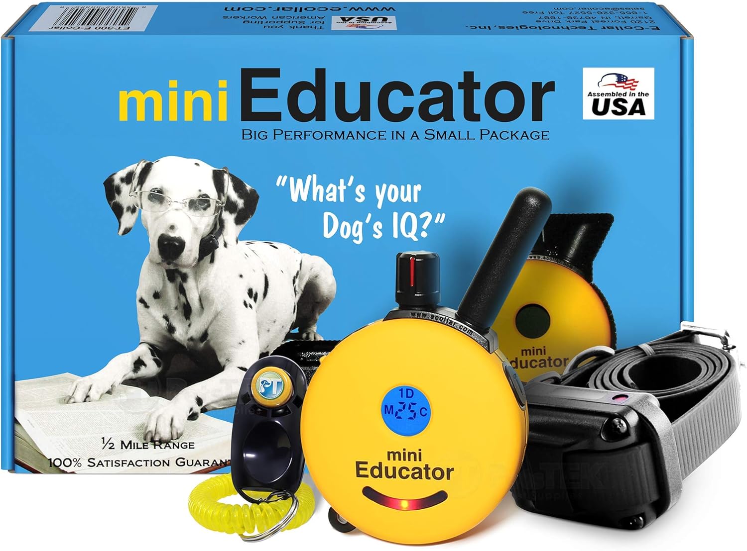 2026 E-Collar – ET-300-1/2 Mile Remote Waterproof Trainer Mini Educator Remote Training Collar – 100 Training Levels Plus Vibration and Sound – includes PetsTEK Dog Training Clicker