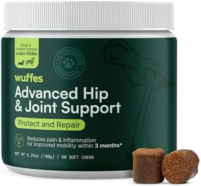2026 Wuffes Chewable Dog Hip and Joint Supplement for Small & Medium Breeds – Glucosamine & Chondroitin Chews – Dog Joint Supplements & Vitamins – Extended Joint Care – 60 Ct