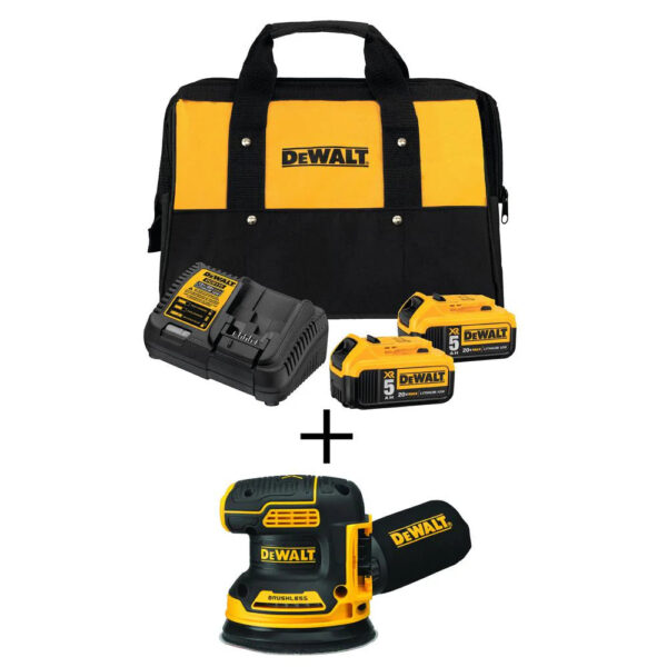 20-Volt MAX XR Cordless Brushless 5 in. Random Orbital Sander with (2) 20-Volt Batteries 5.0Ah & Charger